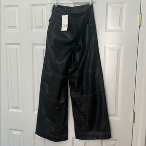 Zara Faux Leather Wide Leg Pants